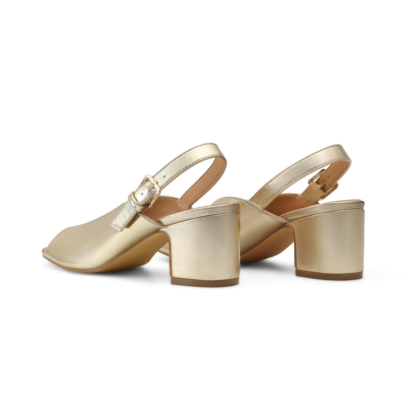 Women's Block Heel Sandals, 2.5 Inch Square Peep Toe V-Cut Slingback Dress Heels for Wedding Party Work Daily