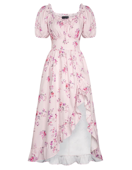 Scarlet Darkness Renaissance Dress Women Cottagecore Corset Dress Ruffle Maxi Dress with Pockets