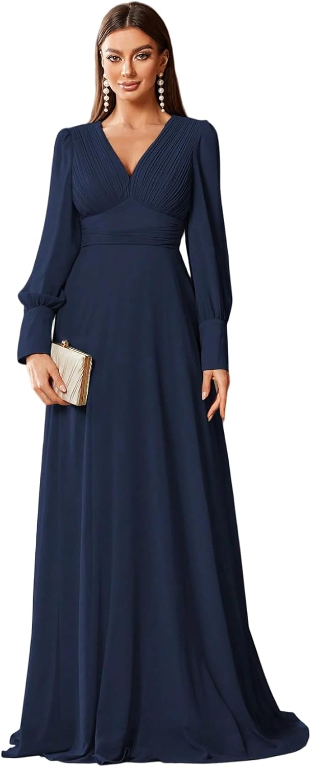 TOLEEN Summer Casual Dresses for Women 2024 Spring Fashion Boho V Neck Long Sleeve Ruffle Floral Print Elegant Maxi Dress
