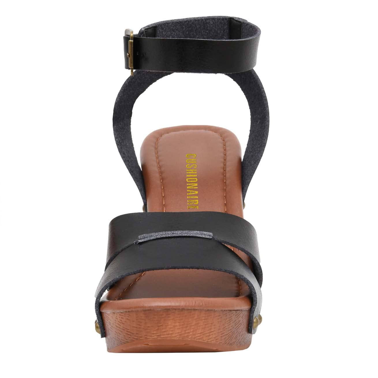 CUSHIONAIRE Women's Sandra Faux Wood Sandal +LiteSole Technology, Wide Widths Available