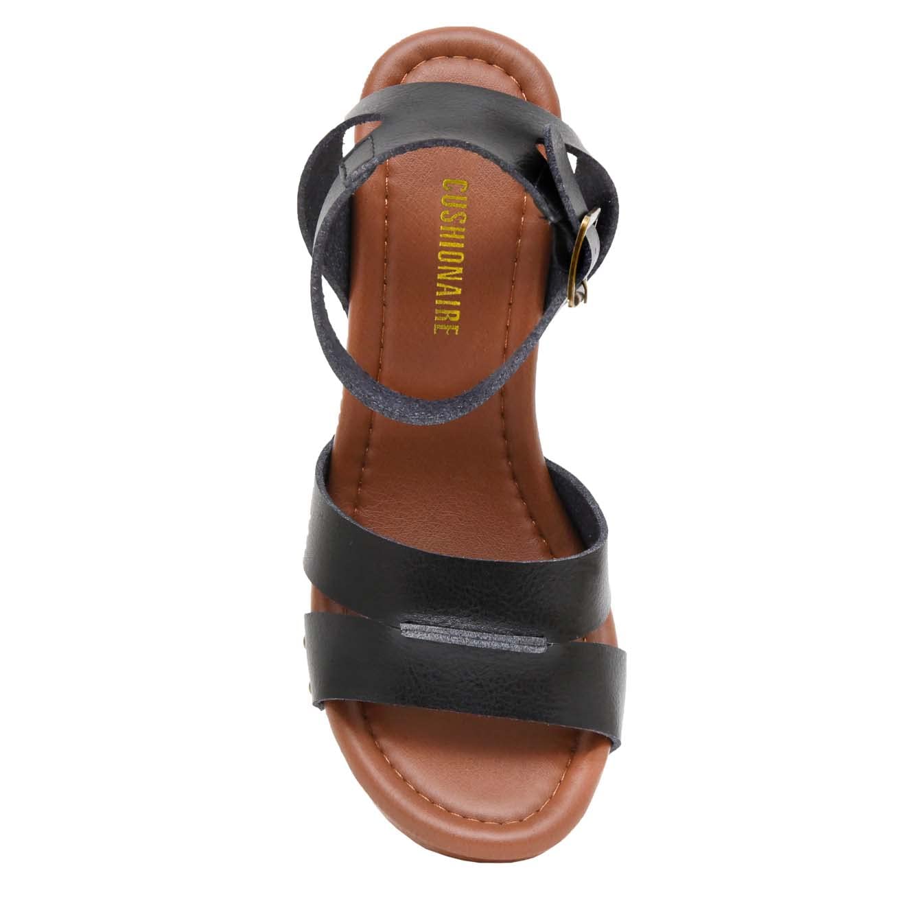 CUSHIONAIRE Women's Sandra Faux Wood Sandal +LiteSole Technology, Wide Widths Available