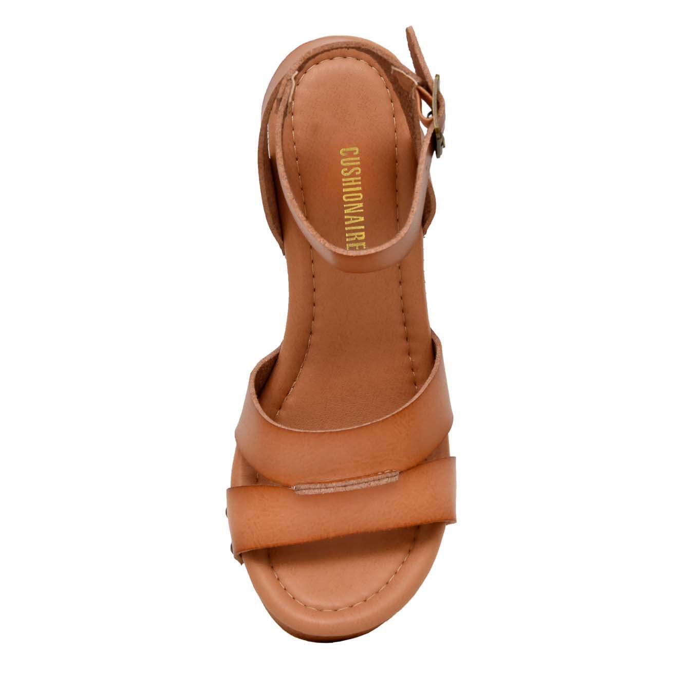 CUSHIONAIRE Women's Sandra Faux Wood Sandal +LiteSole Technology, Wide Widths Available