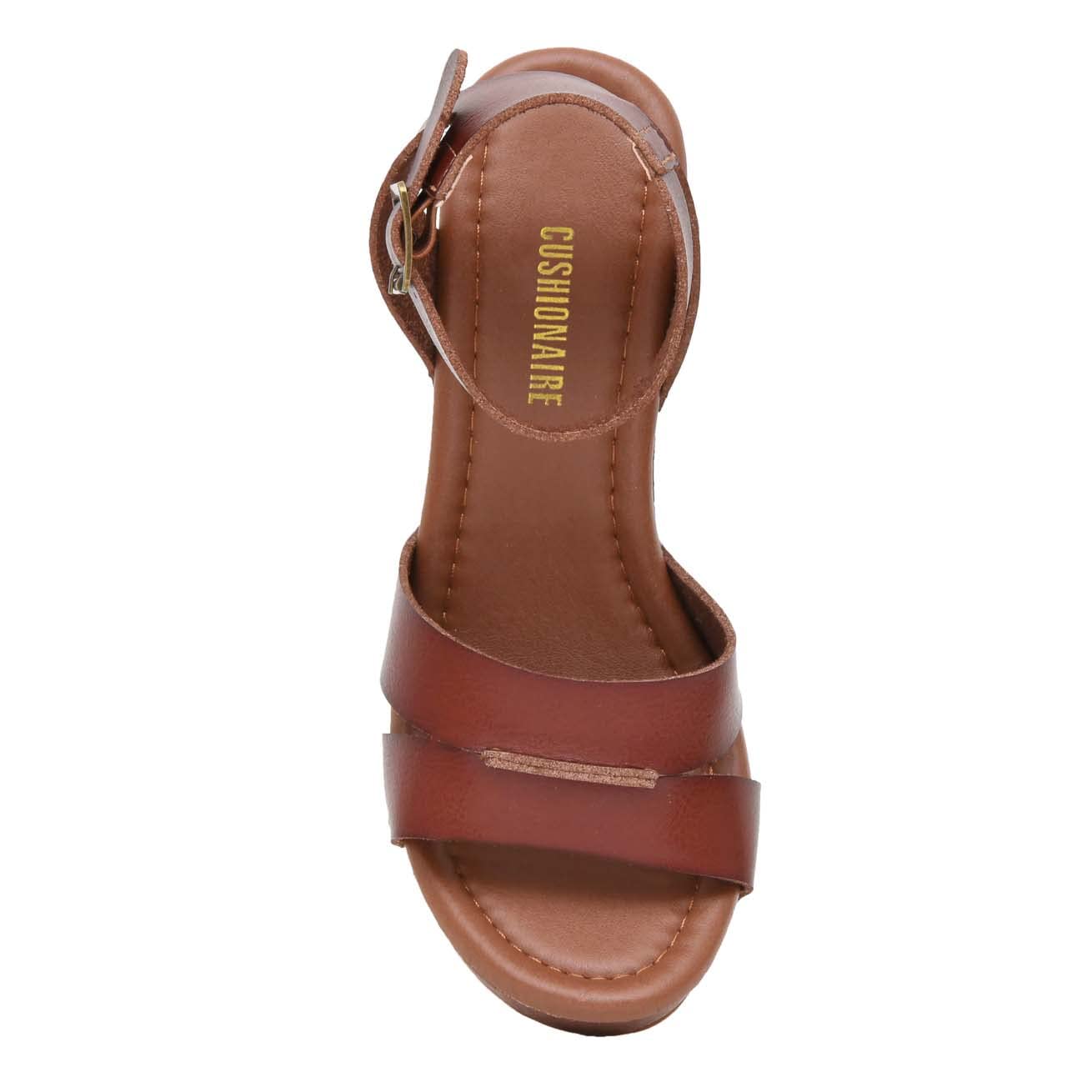 CUSHIONAIRE Women's Sandra Faux Wood Sandal +LiteSole Technology, Wide Widths Available