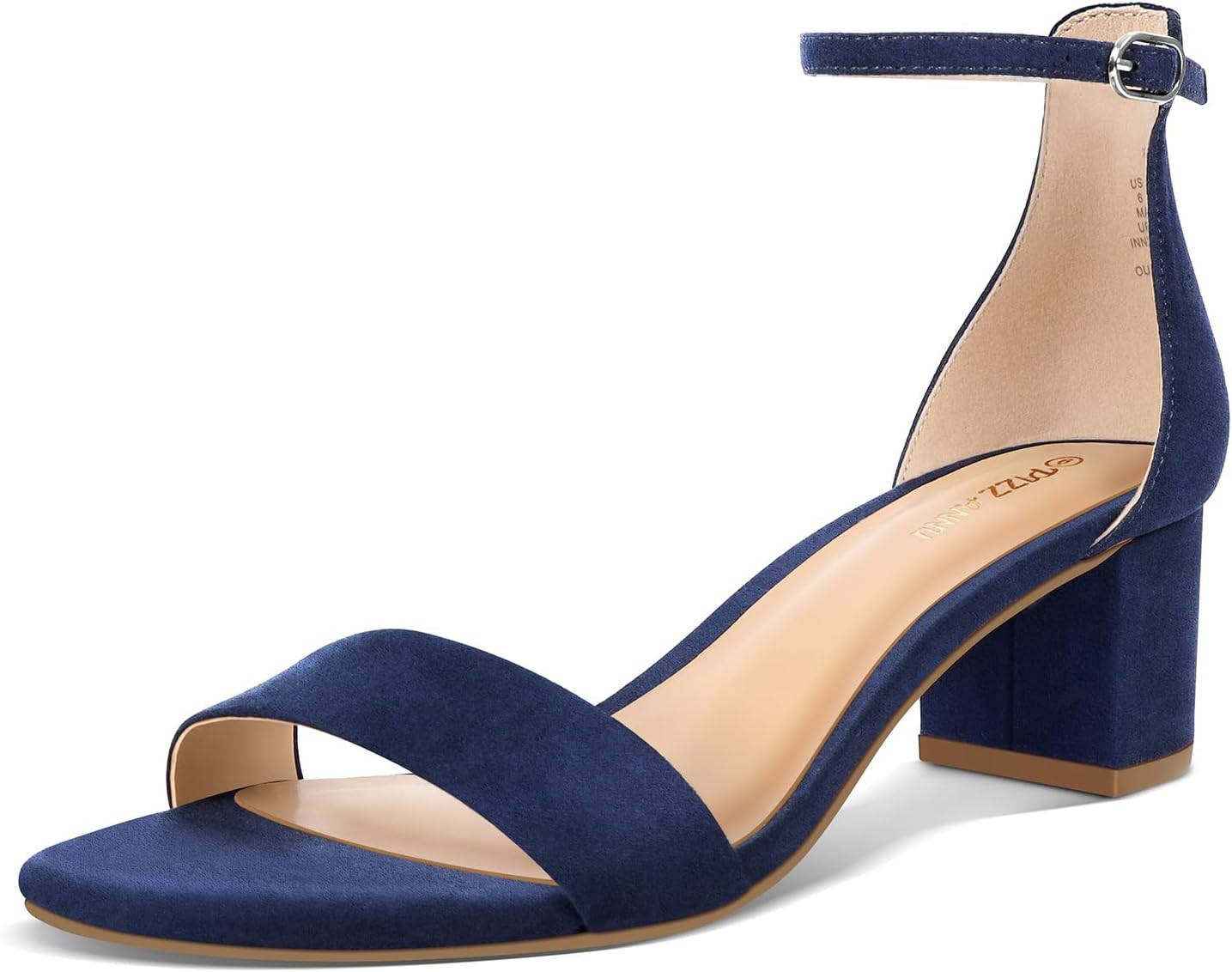 PIZZ ANNU Women's Low Block Chunky Heels Sandals Comfortable Open Toe Ankle Strap Party Dress Pump Shoes Strappy Buckle Heeled Sandal with 2 Inches Tall Thick Heel Design