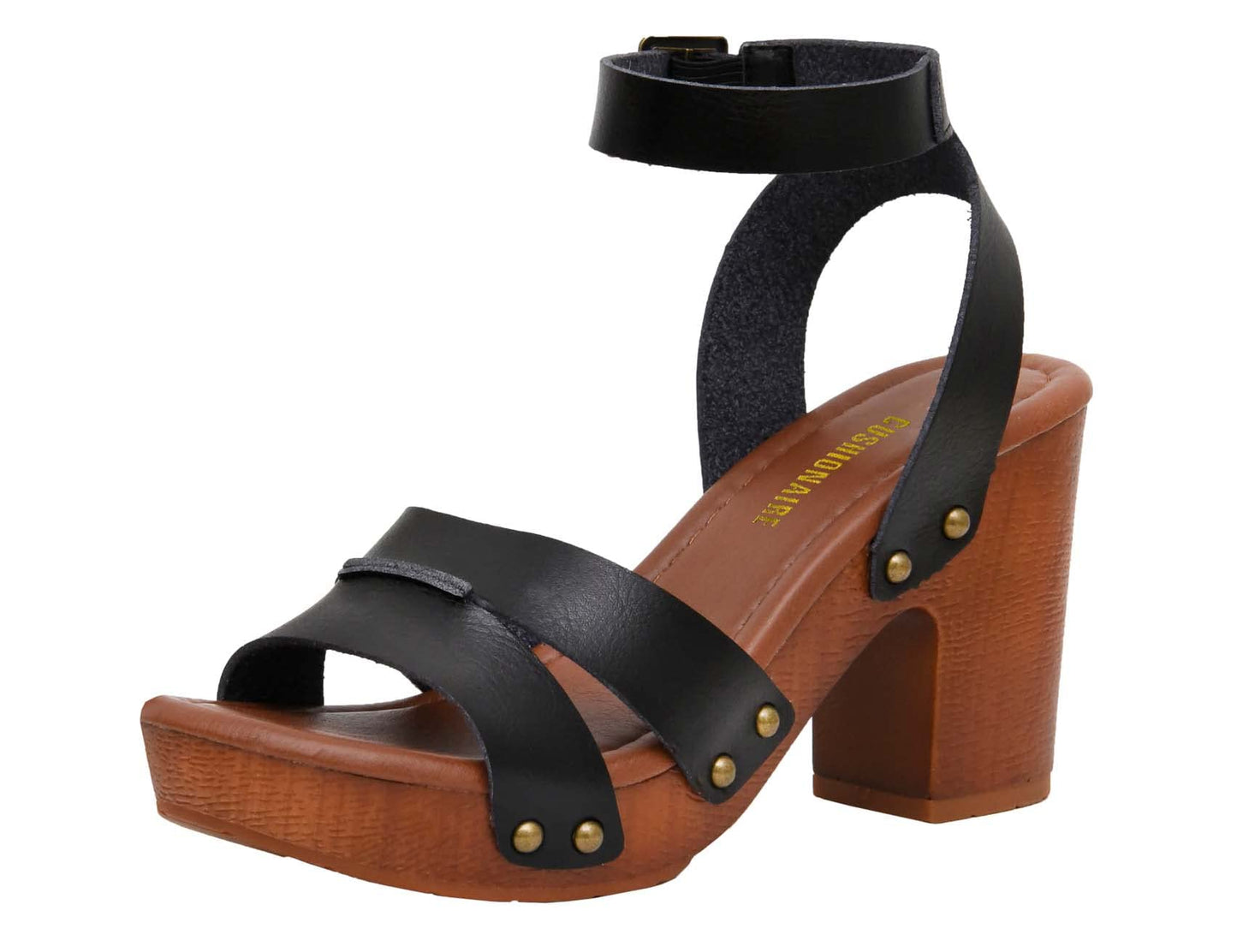 CUSHIONAIRE Women's Sandra Faux Wood Sandal +LiteSole Technology, Wide Widths Available