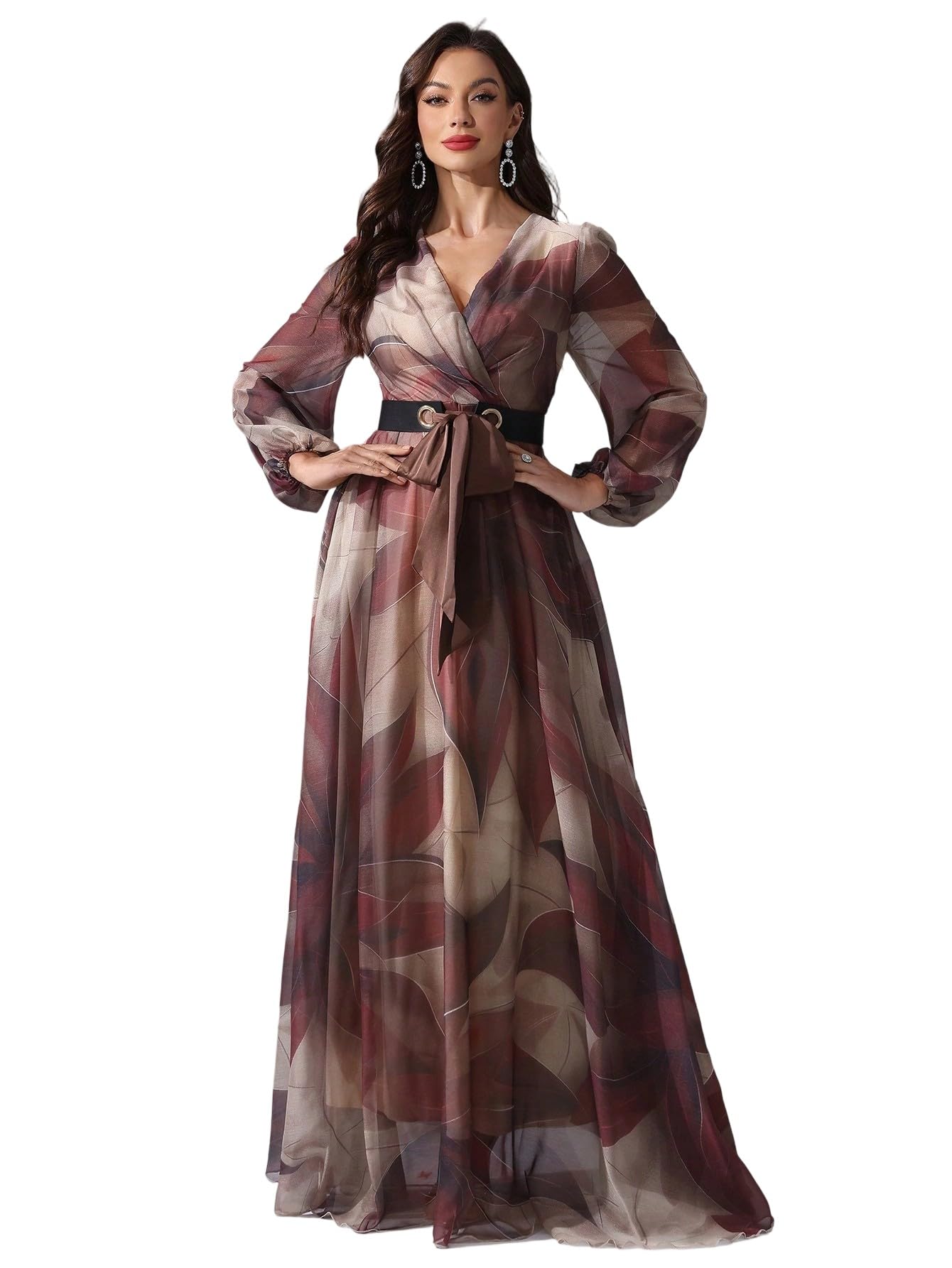 Womens Summer Dresses,Floral Patterns Vintage Elegant Cocktail Long Sleeve Boho Casual Maxi Wedding Guest Dresses for Women