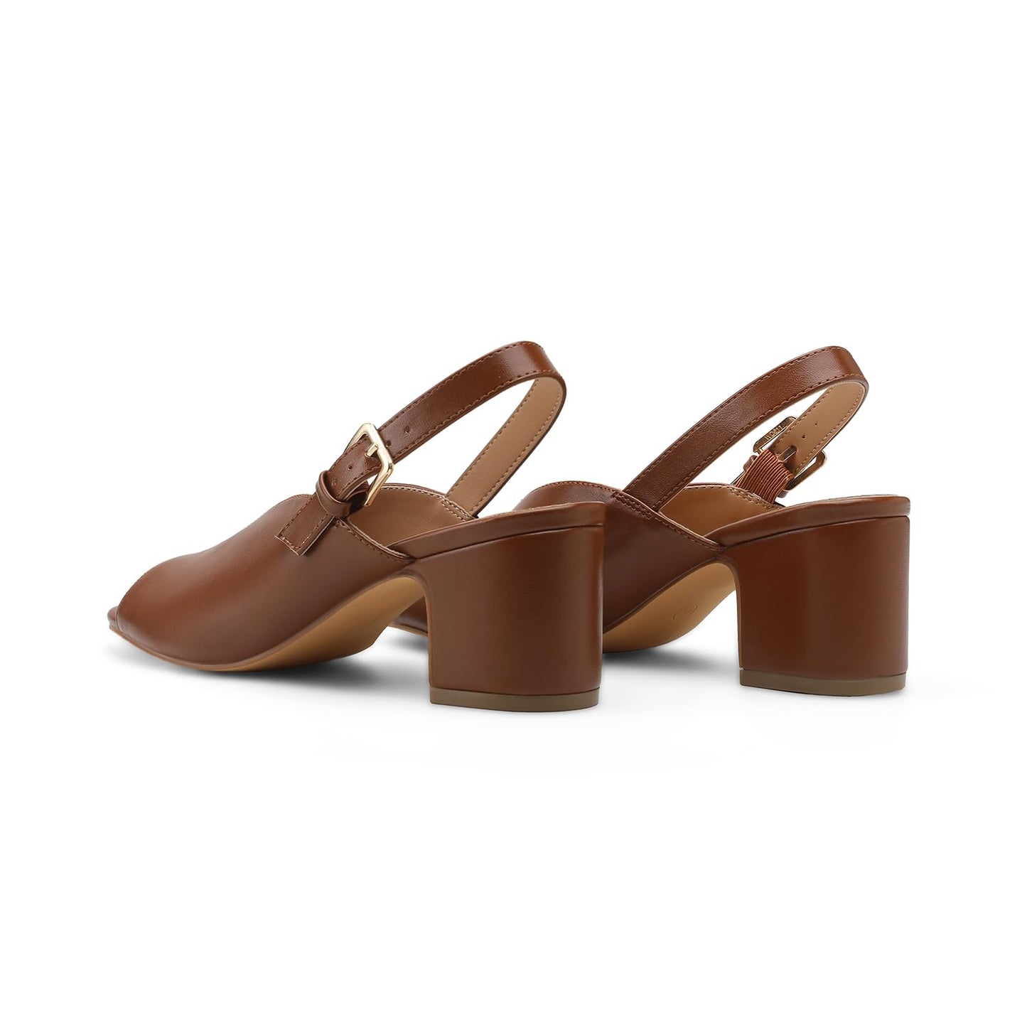 Women's Block Heel Sandals, 2.5 Inch Square Peep Toe V-Cut Slingback Dress Heels for Wedding Party Work Daily