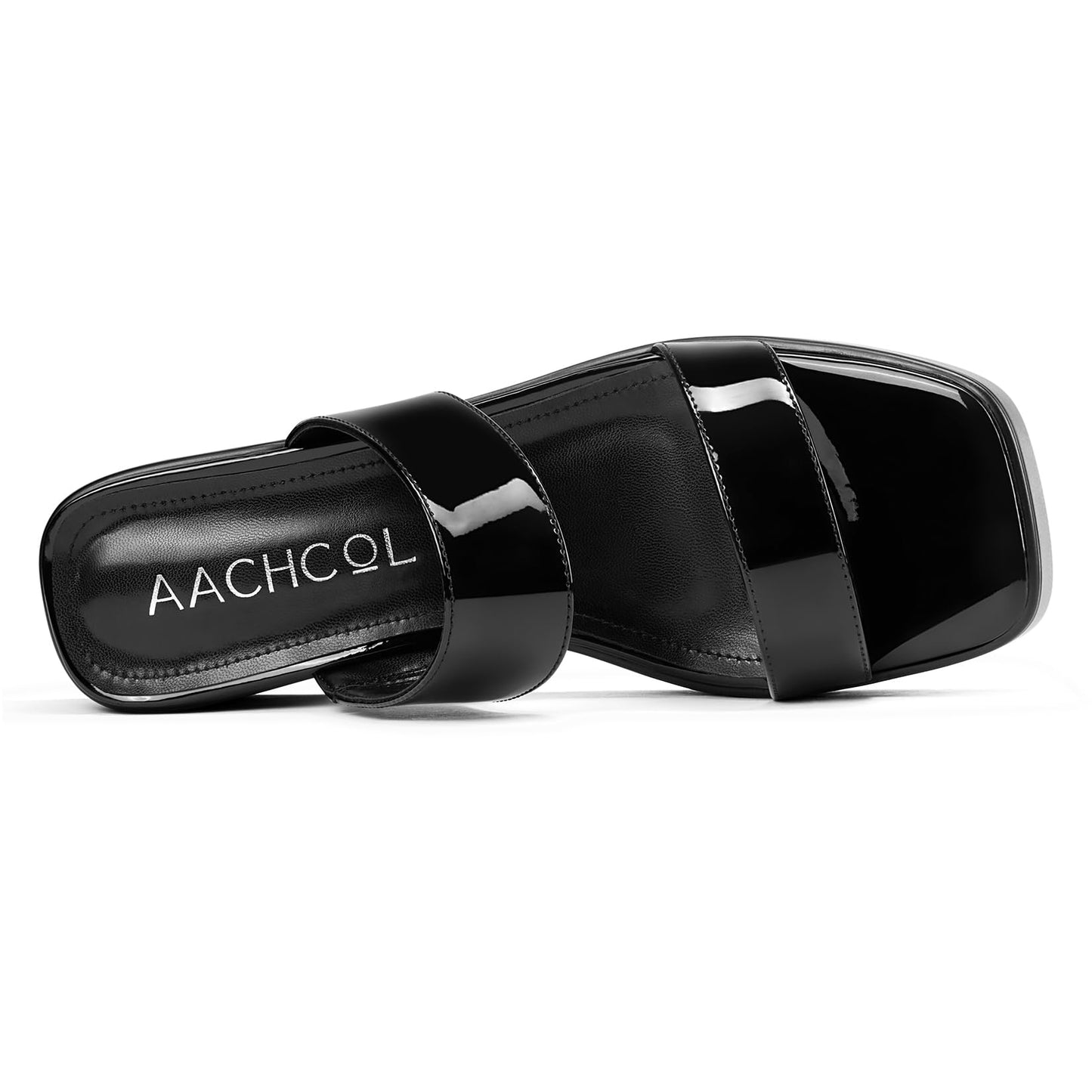 Aachcol Womens Platform Sandals Chunky Block Wedge Heel Slip-on Open Toe Mules Shoes Wedding Office Dress Shoes 2.5 Inches Heels