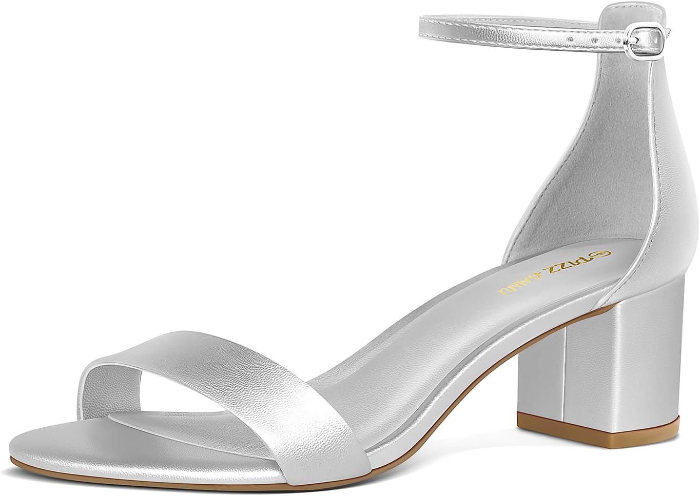 PIZZ ANNU Women's Low Block Chunky Heels Sandals Comfortable Open Toe Ankle Strap Party Dress Pump Shoes Strappy Buckle Heeled Sandal with 2 Inches Tall Thick Heel Design