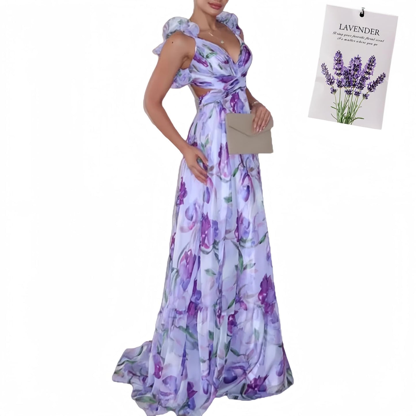 Halter Floral Print Chiffon Maxi Dress for Women Floral Wedding Guest Maxi Dress Formal Halter Chiffon Bridesmaid Dresses