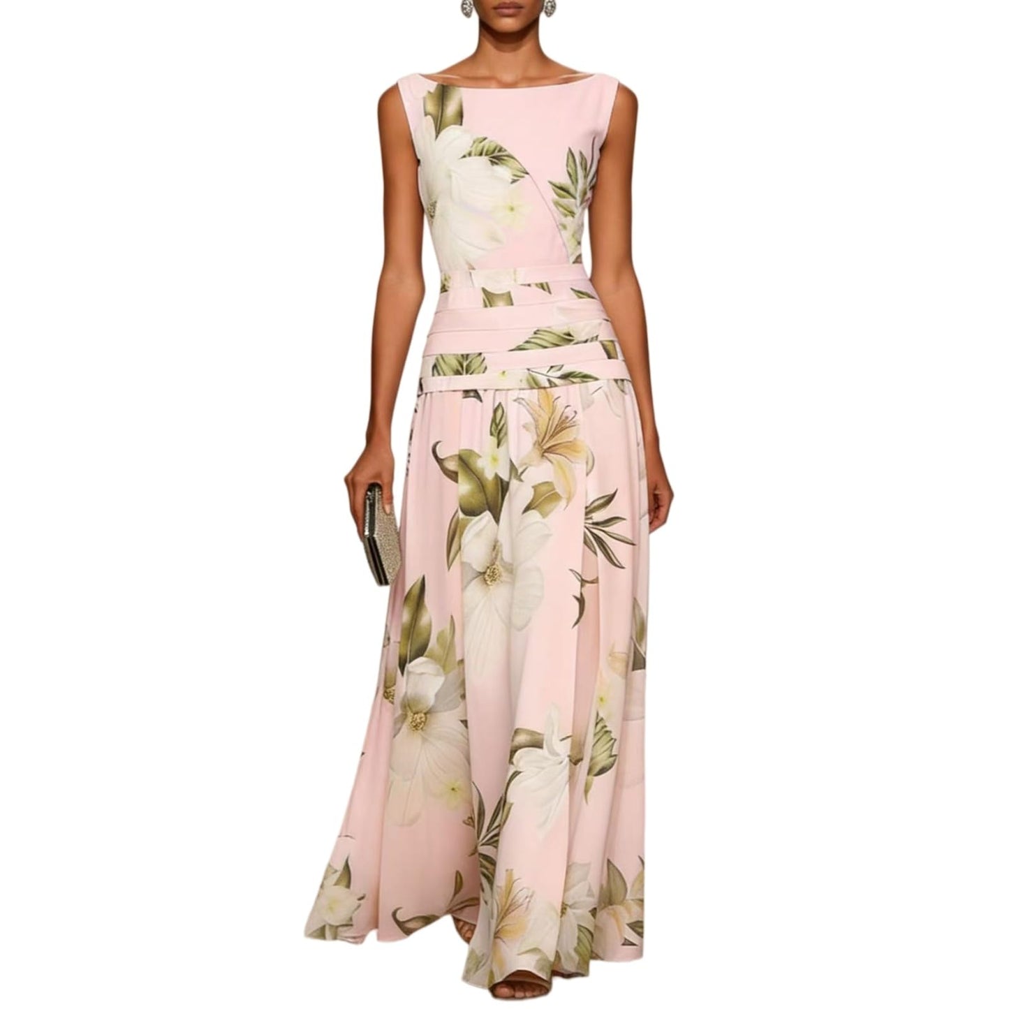 Halter Floral Print Chiffon Maxi Dress for Women Floral Wedding Guest Maxi Dress Formal Halter Chiffon Bridesmaid Dresses