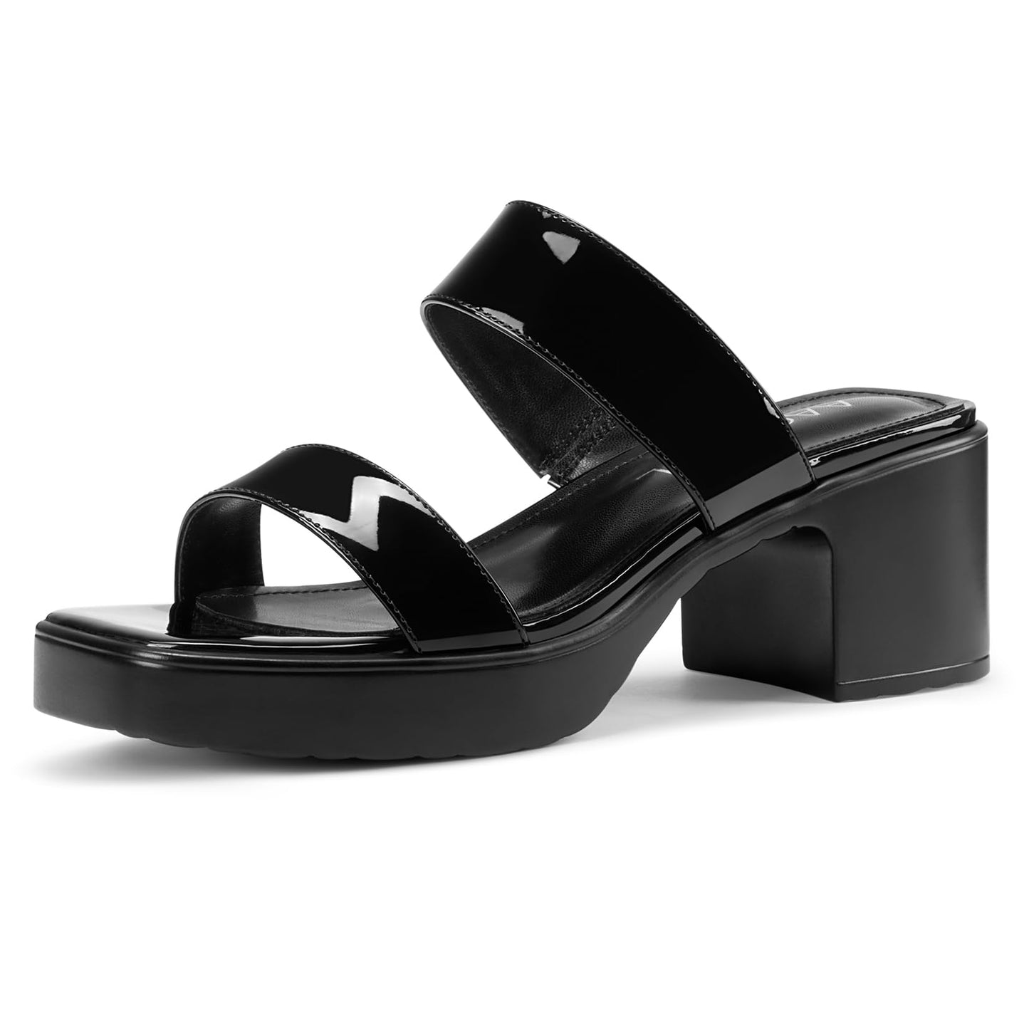 Aachcol Womens Platform Sandals Chunky Block Wedge Heel Slip-on Open Toe Mules Shoes Wedding Office Dress Shoes 2.5 Inches Heels
