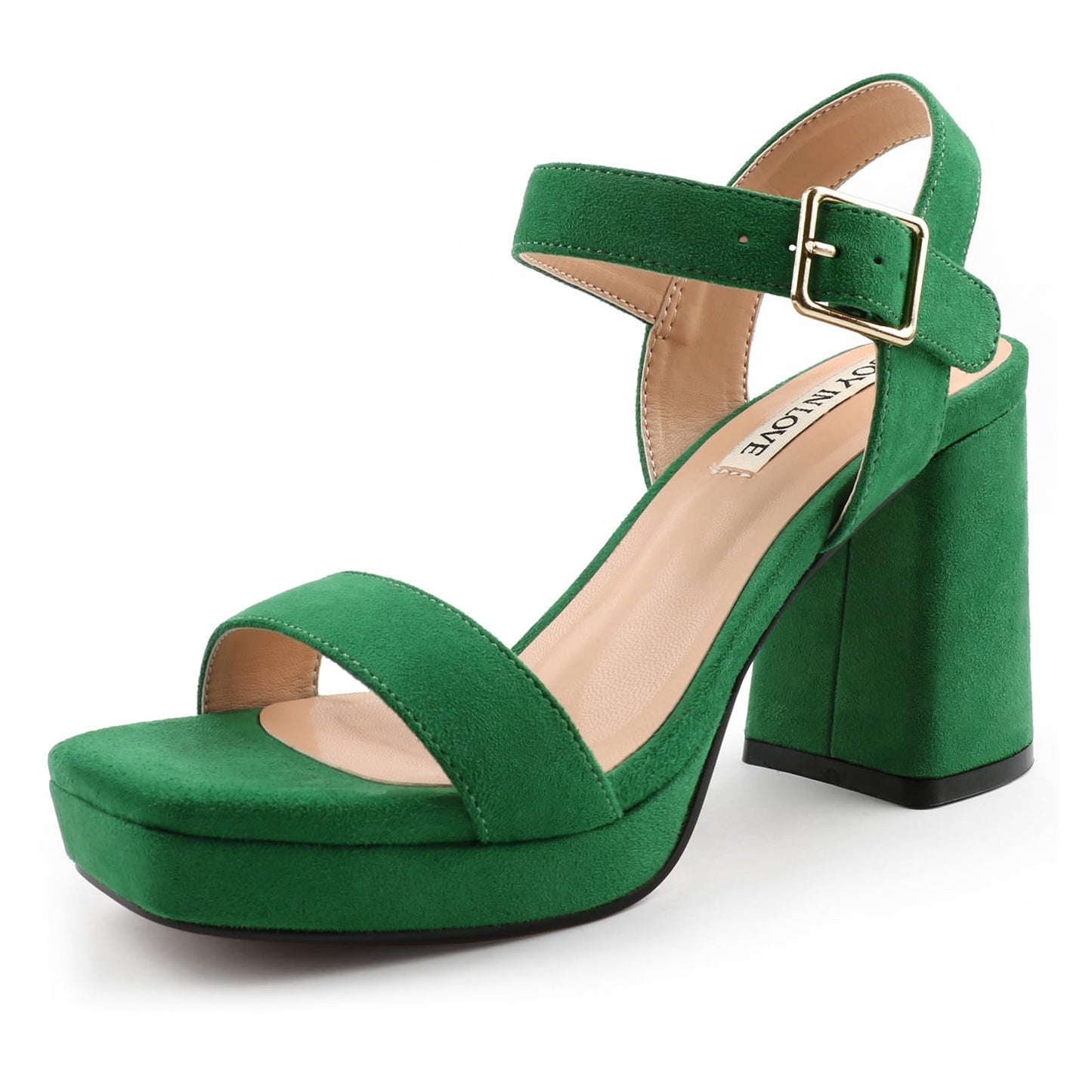 JOY IN LOVE WJomen's Chunky Platform High Heels Ankle Strap Block Heel Sandals