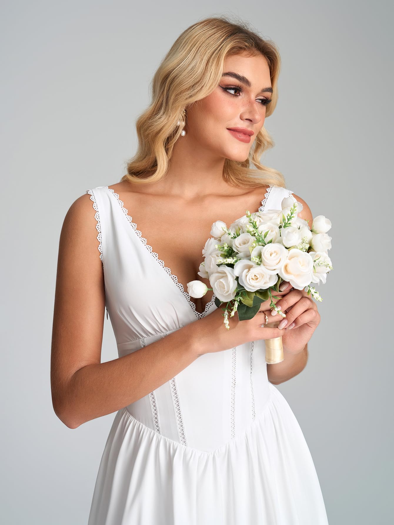 KUTUMAI Floral Corset Midi Dresses for Women 2026 Summer Spring V Neck Lace Up Flowy Wedding Guest Dress