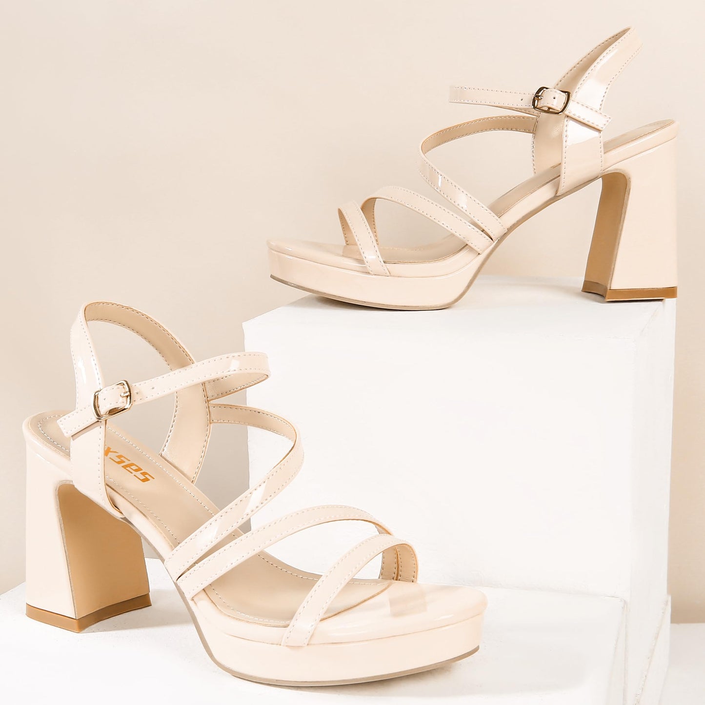 rsxses Platform Chunky Heels for Women Ankle Strap Heels Strappy Sandals with Open Toe Wedding Prom Bridal Women Dress Shoes