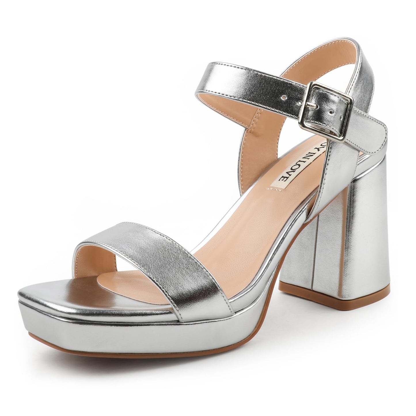 JOY IN LOVE WJomen's Chunky Platform High Heels Ankle Strap Block Heel Sandals