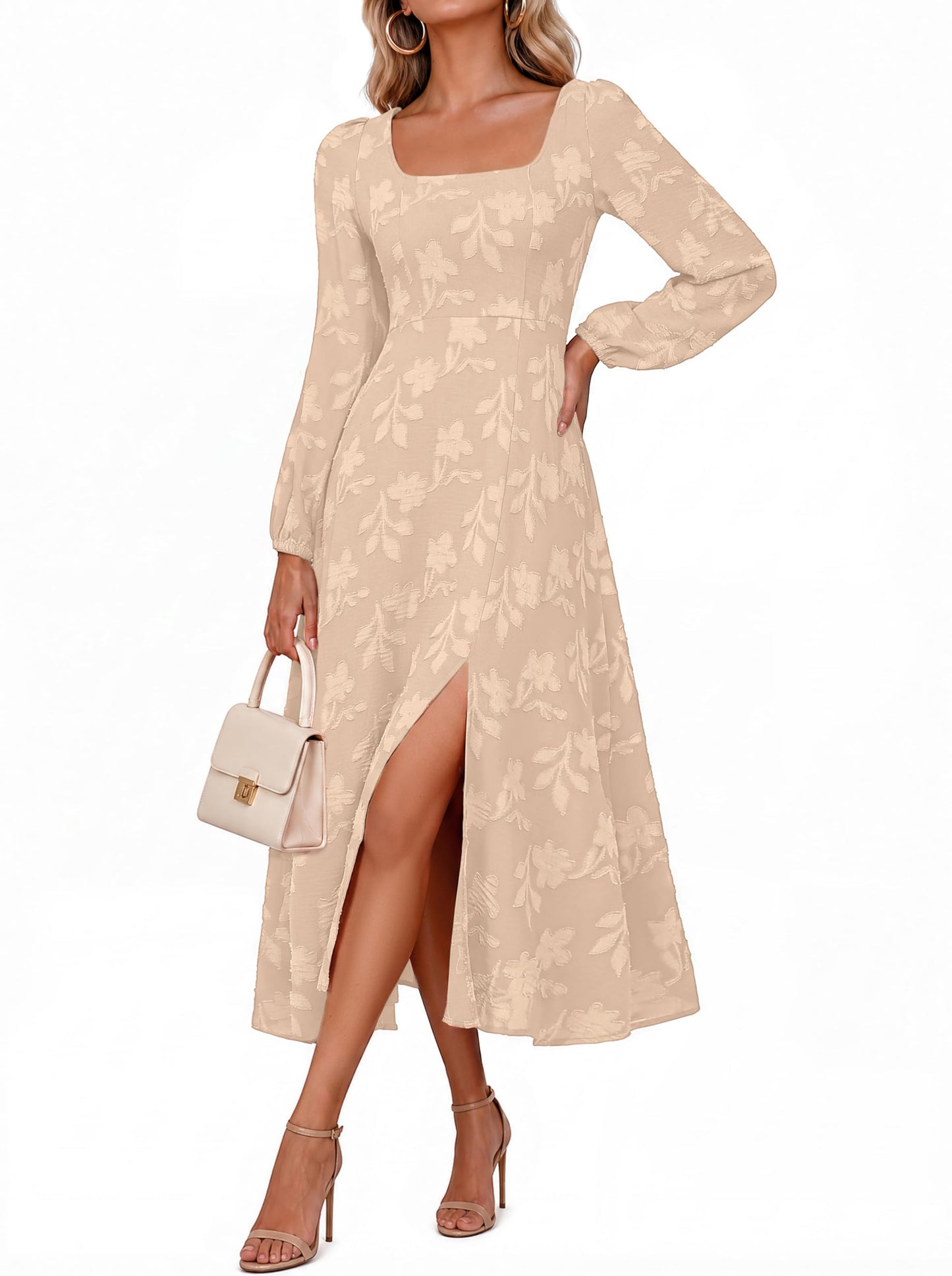 Simplee Womens Fall Wedding Guset Dress Formal Long Sleeve Maxi Dresses