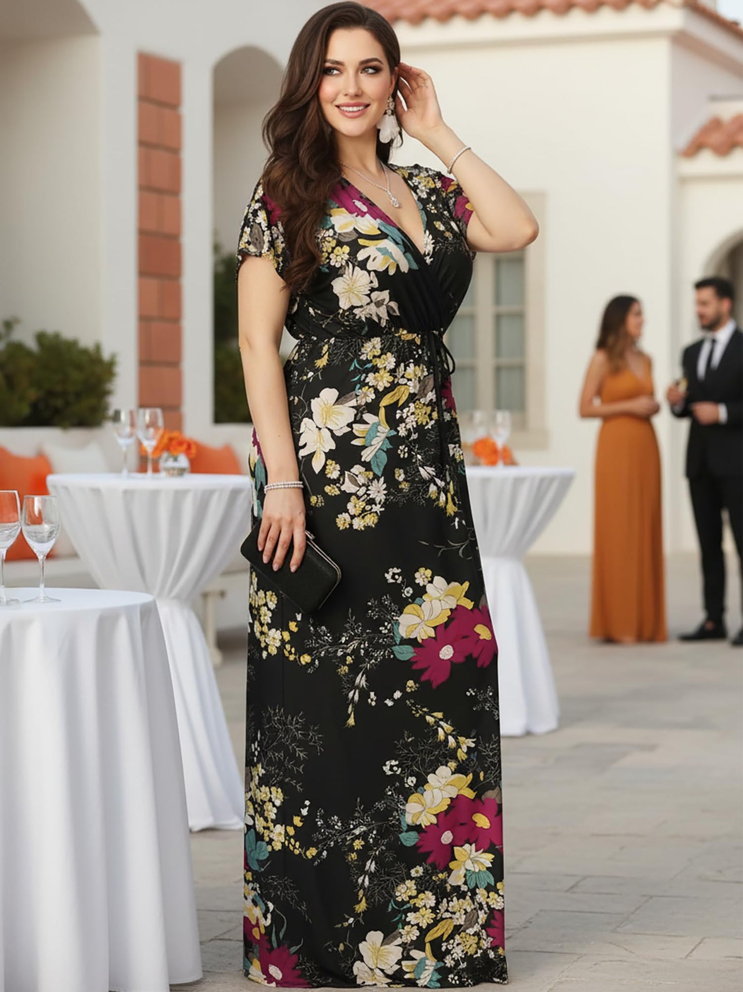 KOH KOH Womens Long Summer Floral Evening Kaftan Evening Gown Maxi Dress