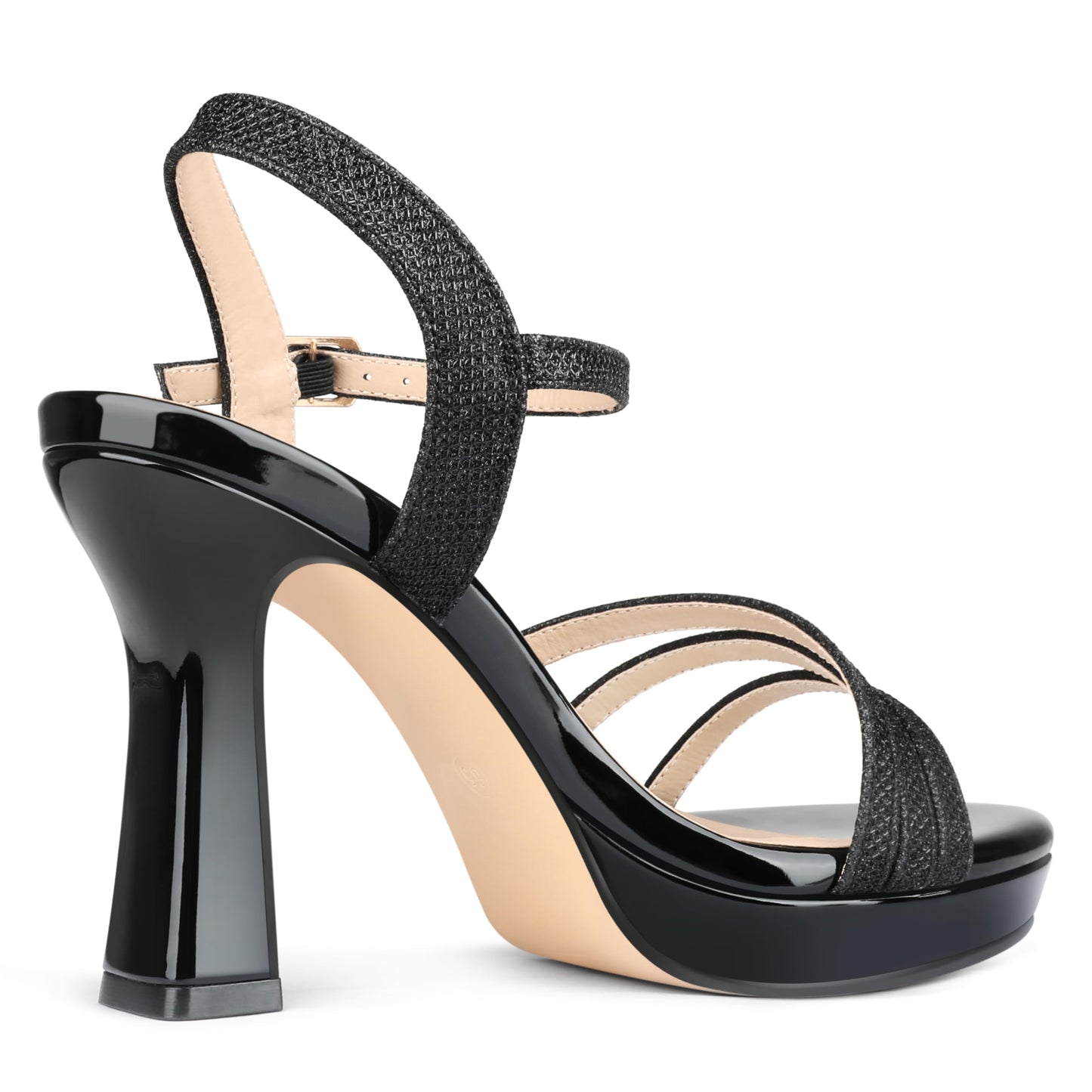 Zzheels Women's Platform Sandals Sparkly Open Toe 4" Chunky High Heels Ankle Strap Sandals