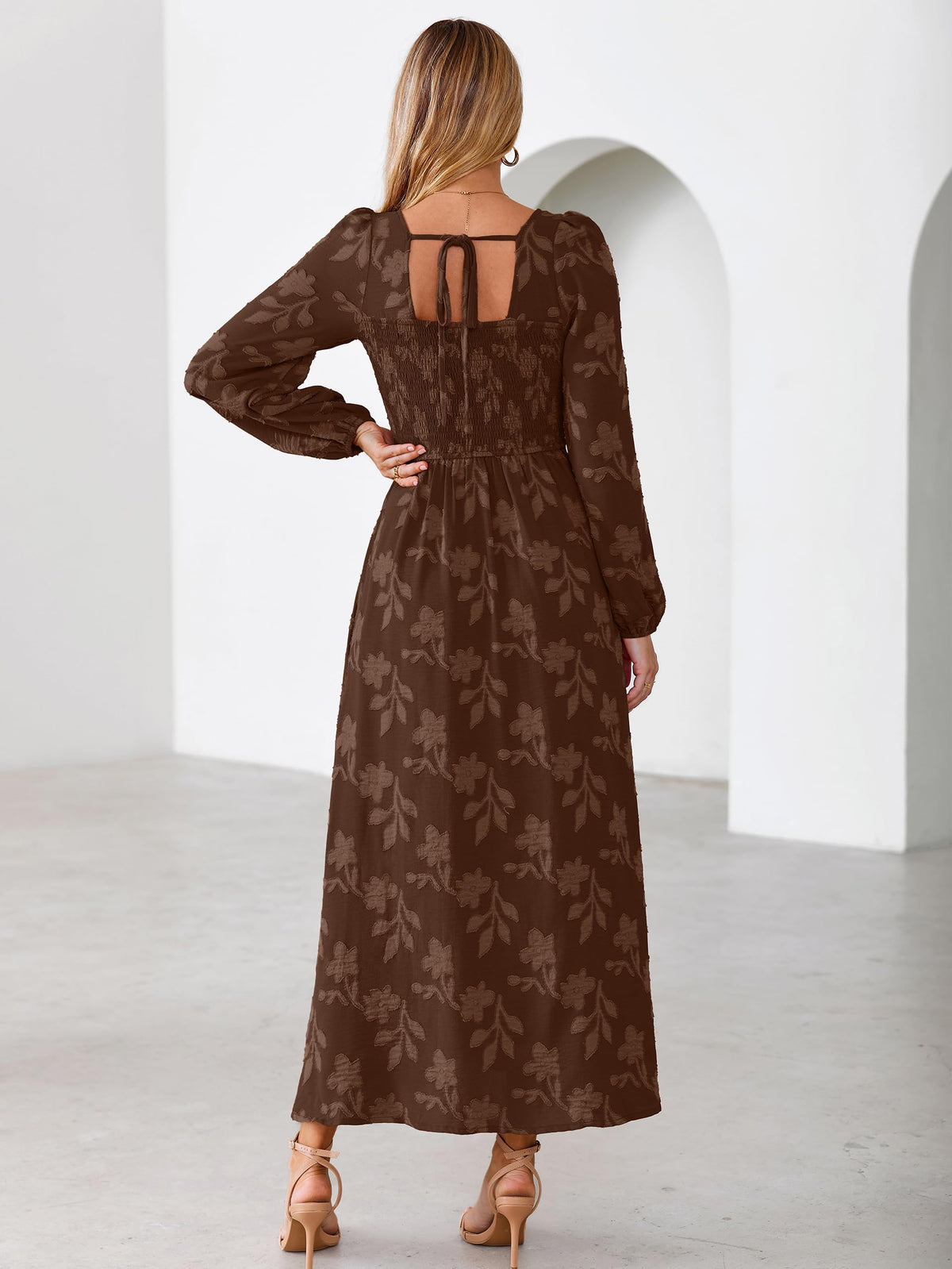 Simplee Womens Fall Wedding Guset Dress Formal Long Sleeve Maxi Dresses