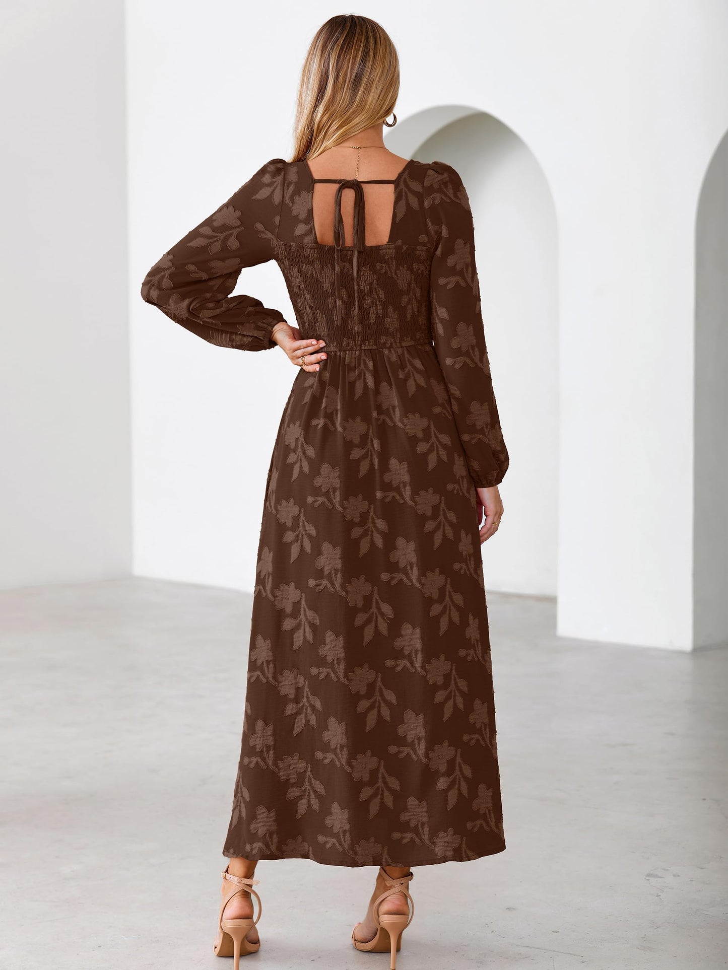 Simplee Womens Fall Wedding Guset Dress Formal Long Sleeve Maxi Dresses
