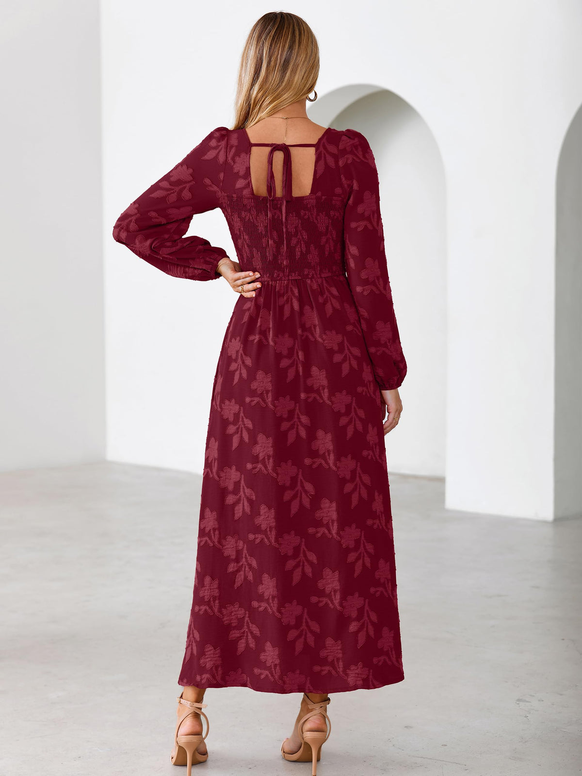 Simplee Womens Fall Wedding Guset Dress Formal Long Sleeve Maxi Dresses