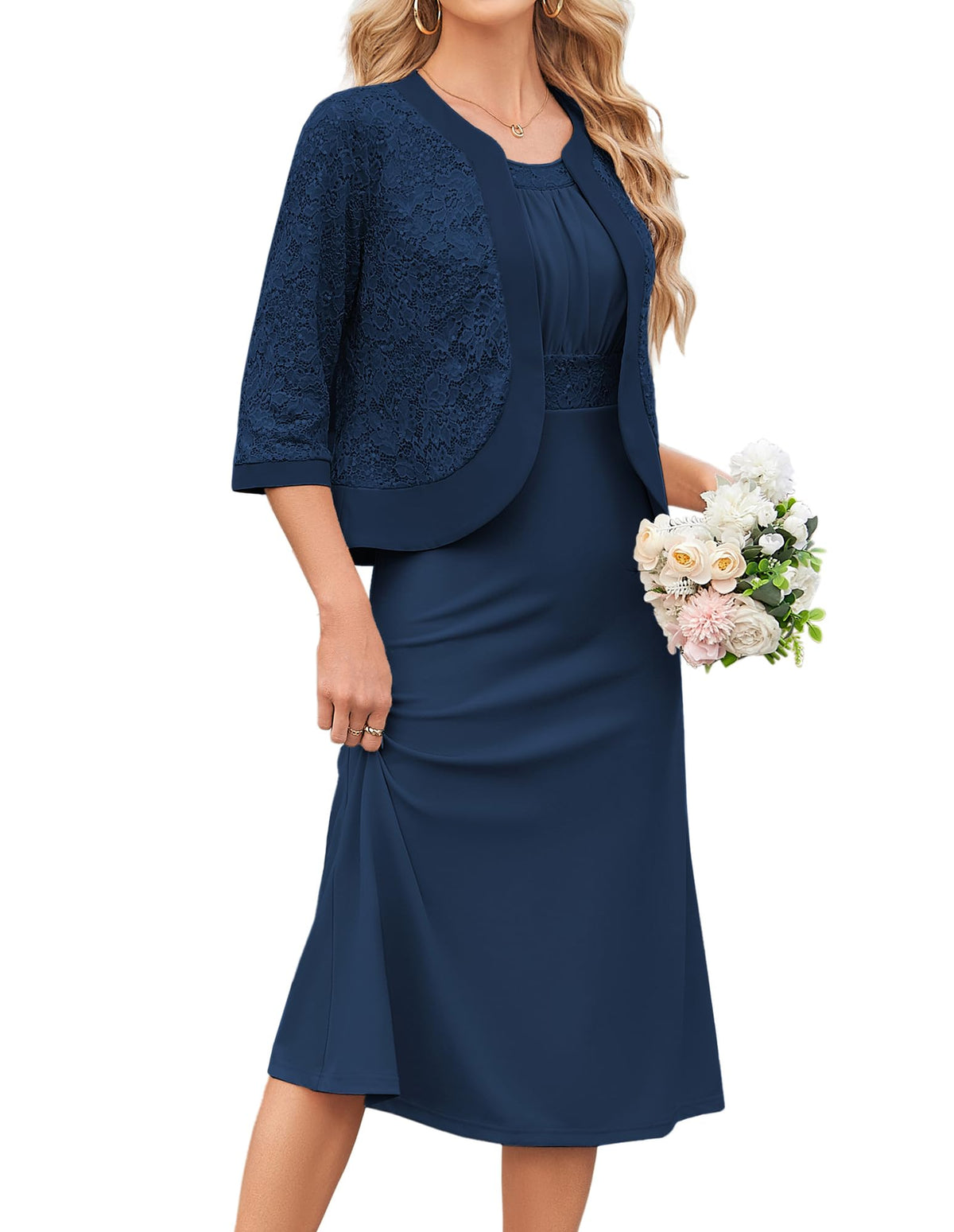 GRACE KARIN Women's Formal Wedding Guest Dress,2 Piece Mother of The Bride Dresses,Tea Party Sequin Dress with Jacket