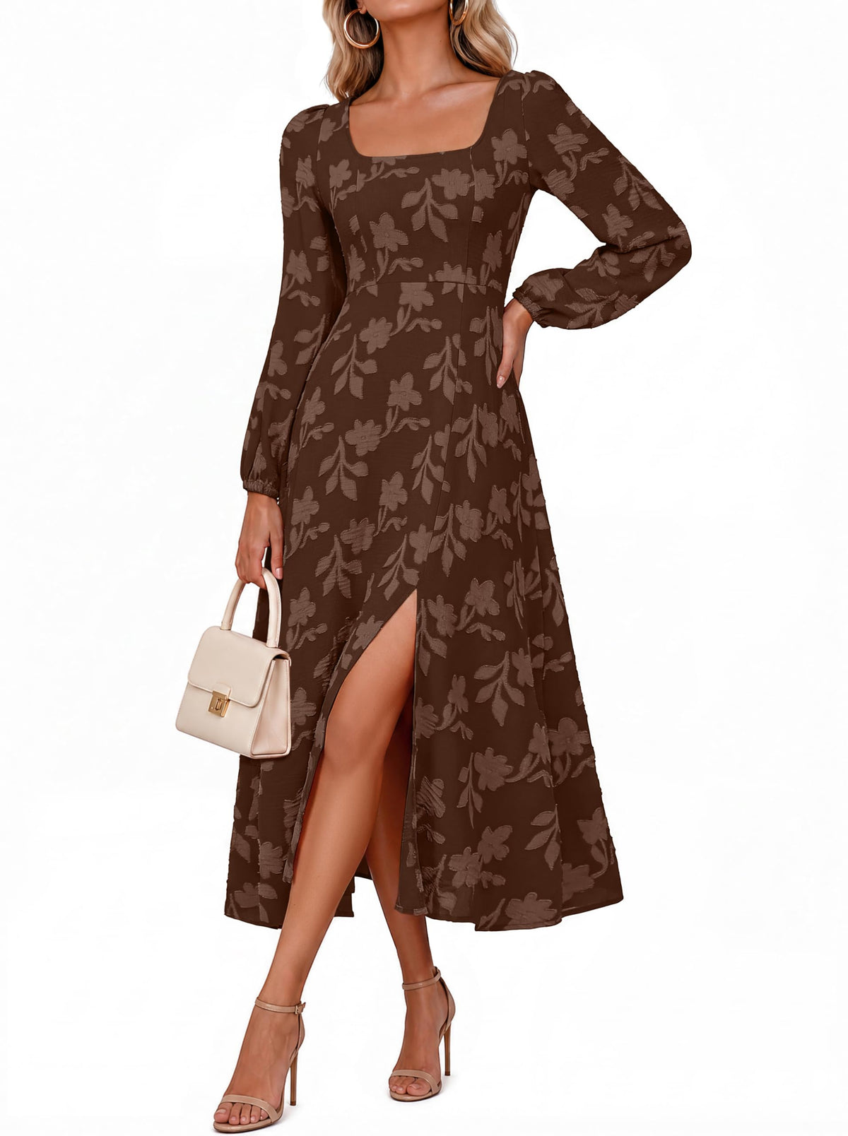 Simplee Womens Fall Wedding Guset Dress Formal Long Sleeve Maxi Dresses