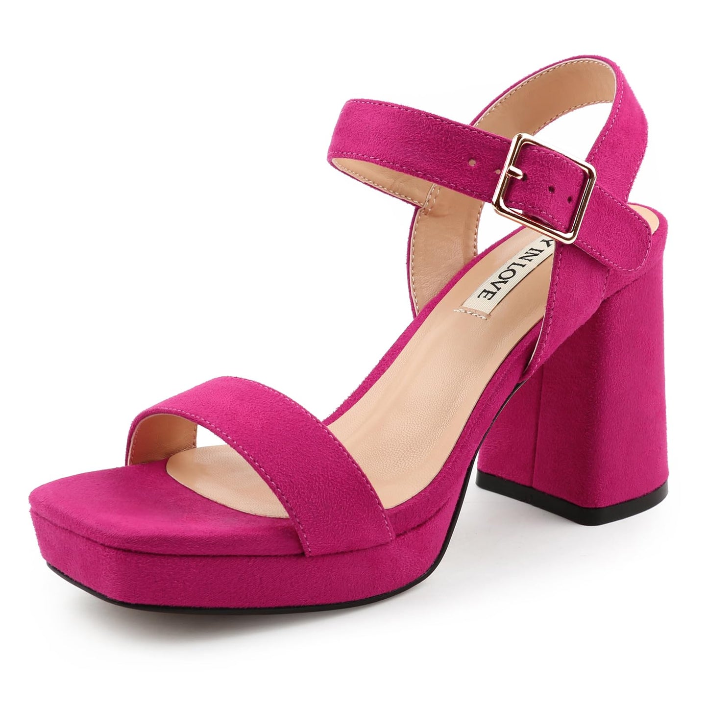 JOY IN LOVE WJomen's Chunky Platform High Heels Ankle Strap Block Heel Sandals
