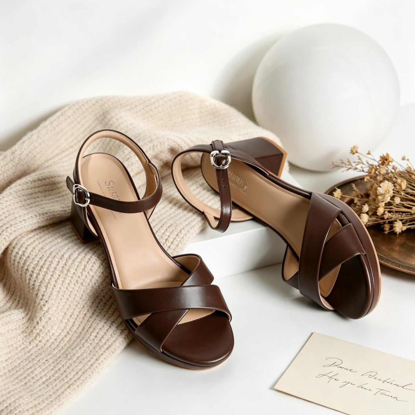 Susanny Platform Heels for Women Chunky Block Heel Sandals Open Round Toe Strappy High Thick Heeled with Ankle Strap Comfortable Sexy Dressy Heels Work Wedding Party Office Casual Shoes