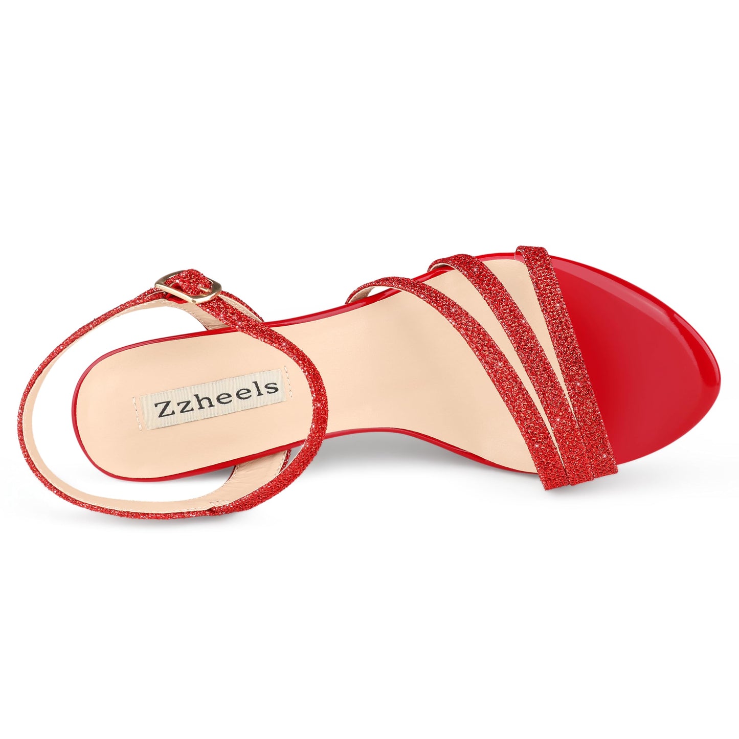 Zzheels Women's Platform Sandals Sparkly Open Toe 4" Chunky High Heels Ankle Strap Sandals