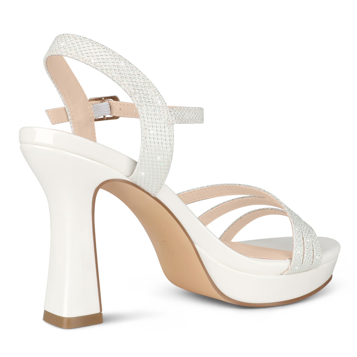 Zzheels Women's Platform Sandals Sparkly Open Toe 4" Chunky High Heels Ankle Strap Sandals