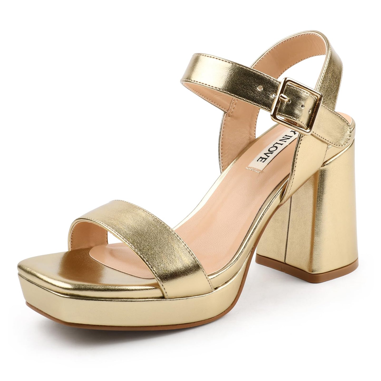 JOY IN LOVE WJomen's Chunky Platform High Heels Ankle Strap Block Heel Sandals