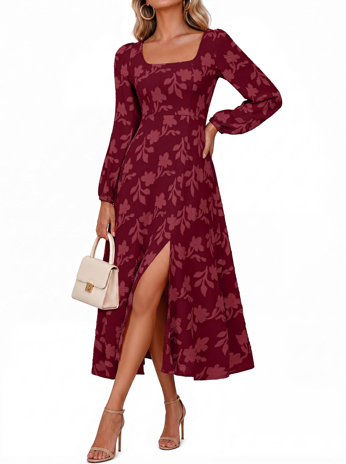 Simplee Womens Fall Wedding Guset Dress Formal Long Sleeve Maxi Dresses