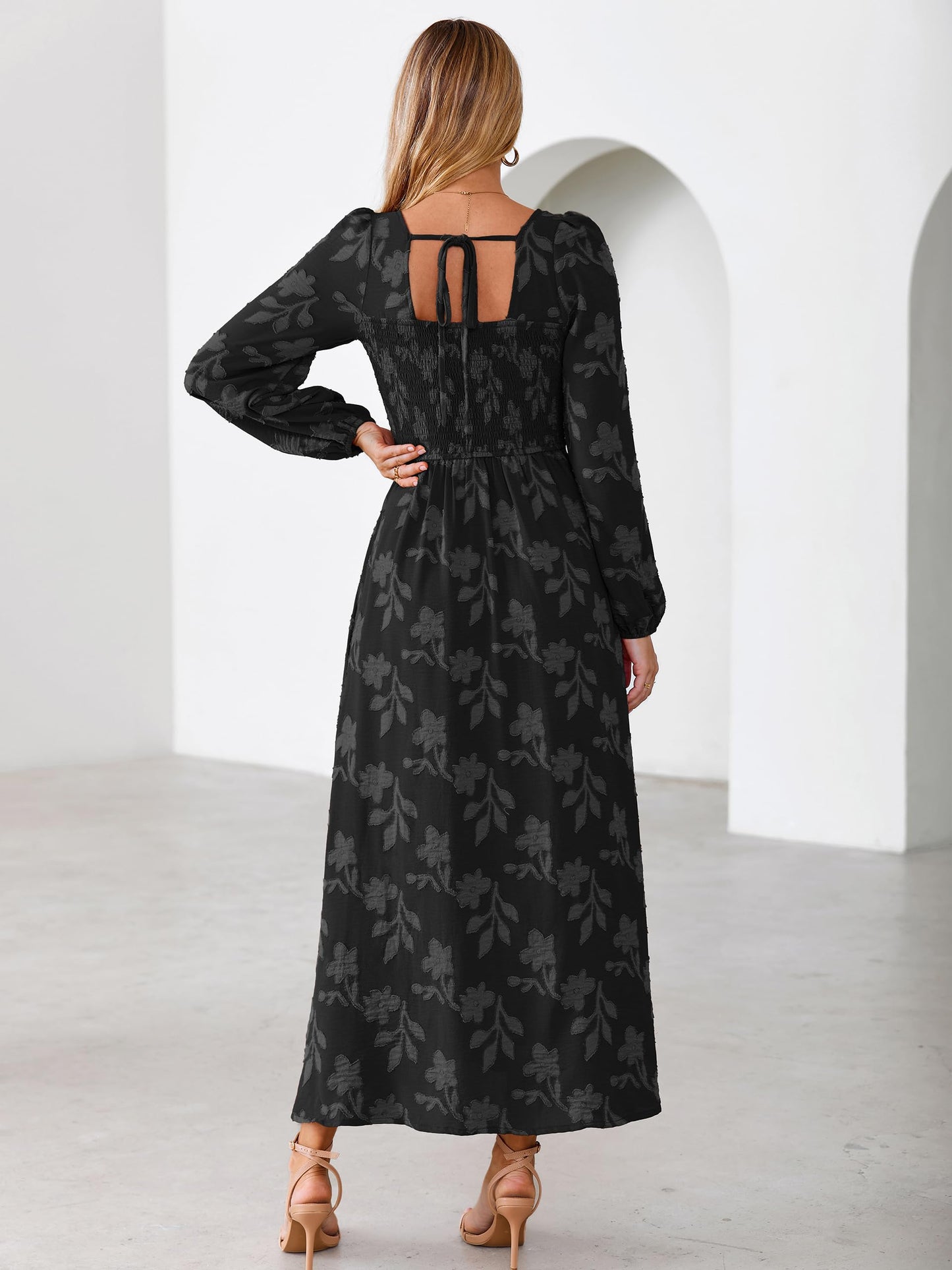 Simplee Womens Fall Wedding Guset Dress Formal Long Sleeve Maxi Dresses