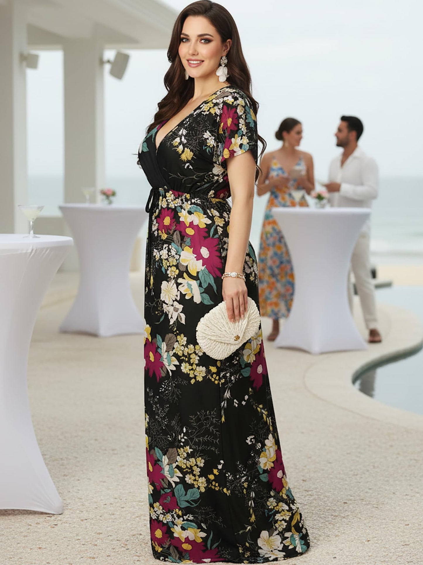 KOH KOH Womens Long Summer Floral Evening Kaftan Evening Gown Maxi Dress