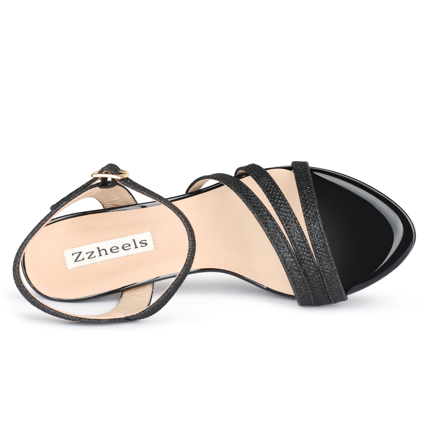Zzheels Women's Platform Sandals Sparkly Open Toe 4" Chunky High Heels Ankle Strap Sandals