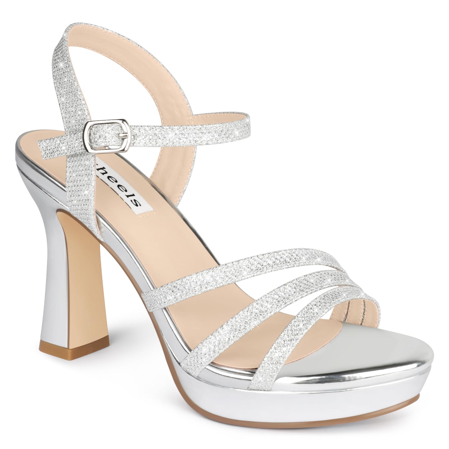 Zzheels Women's Platform Sandals Sparkly Open Toe 4" Chunky High Heels Ankle Strap Sandals