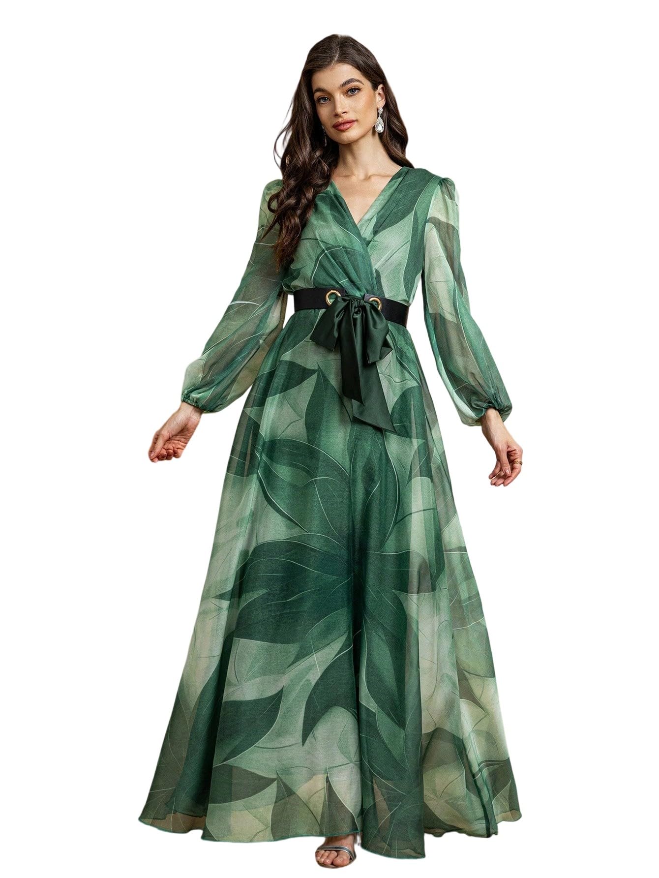 Womens Summer Dresses,Floral Patterns Vintage Elegant Cocktail Long Sleeve Boho Casual Maxi Wedding Guest Dresses for Women