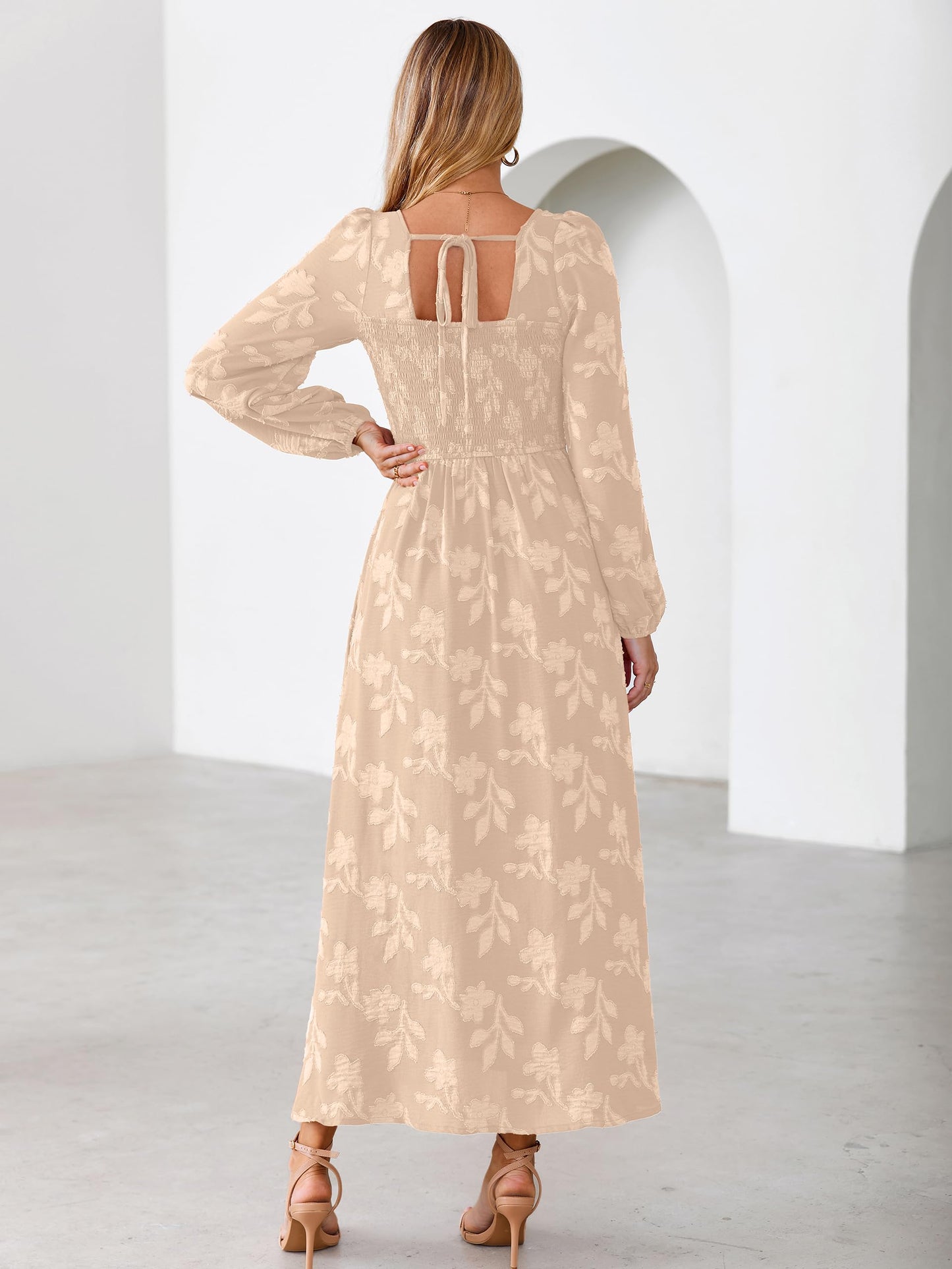Simplee Womens Fall Wedding Guset Dress Formal Long Sleeve Maxi Dresses