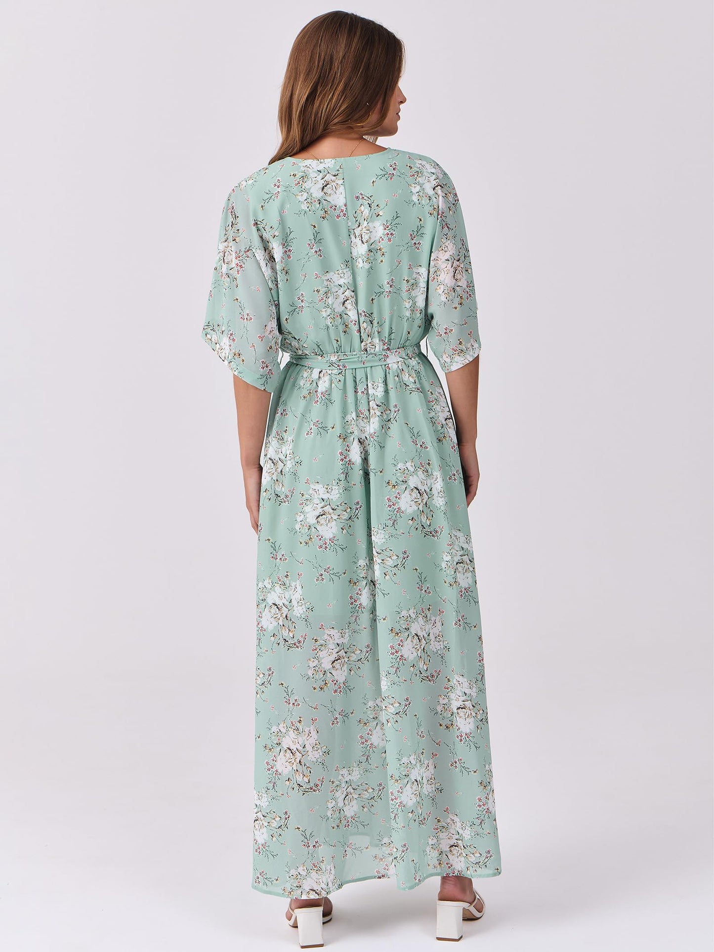 ANRABESS Womens 1/2 Sleeve Beach Wedding Guest Maxi Dresses 2026 Summer Wrap V Neck Boho Floral Flowy Slit Long Dresses