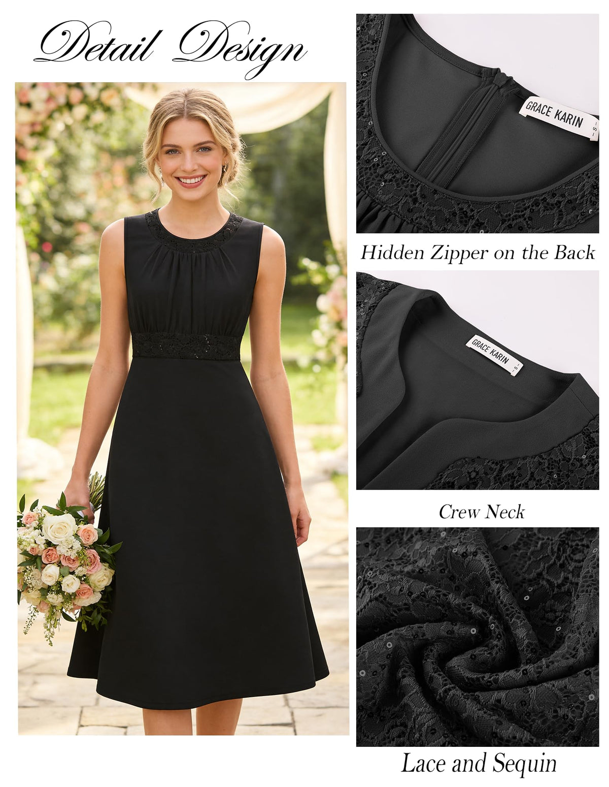 GRACE KARIN Women's Formal Wedding Guest Dress,2 Piece Mother of The Bride Dresses,Tea Party Sequin Dress with Jacket