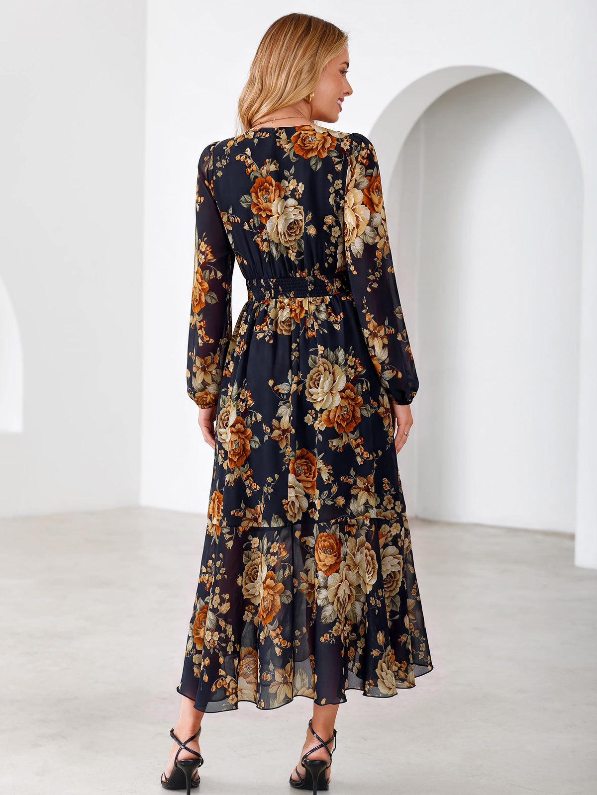 Simplee Women's Floral Boho Long Sleeve Maxi Fall Wedding Guest Dress 2026