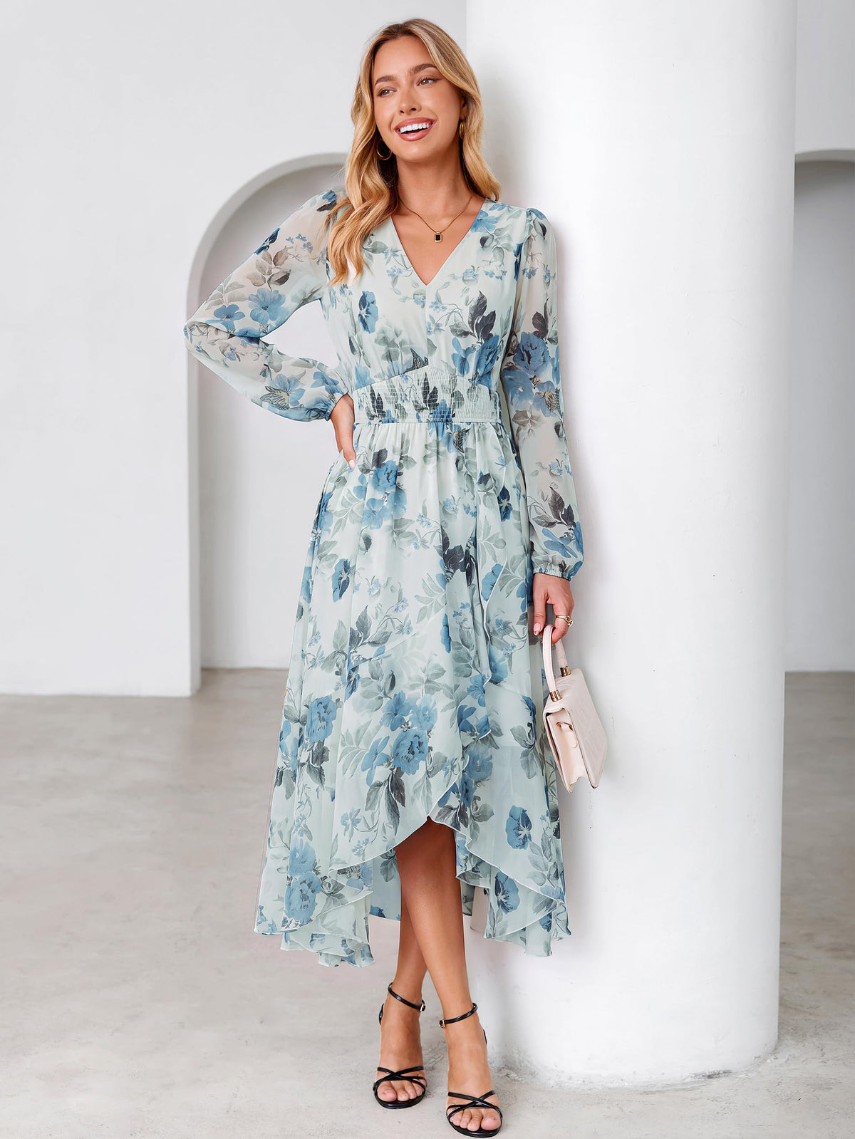 Simplee Women's Floral Boho Long Sleeve Maxi Fall Wedding Guest Dress 2026