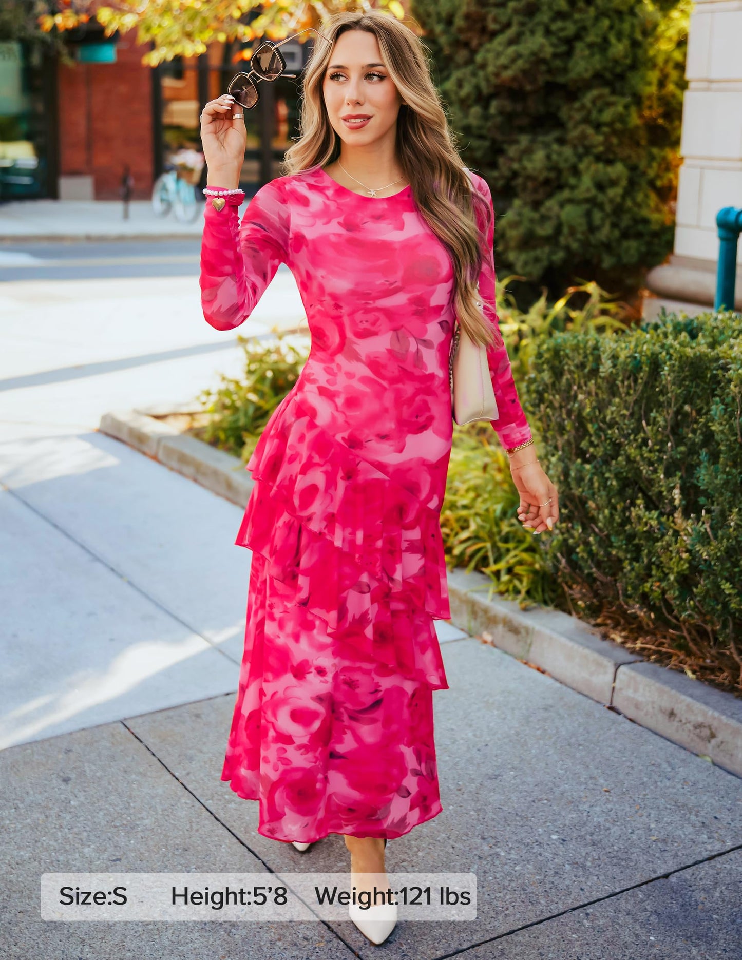 ZESICA Women's Fall Floral Bodycon Maxi Wedding Guest Dresses