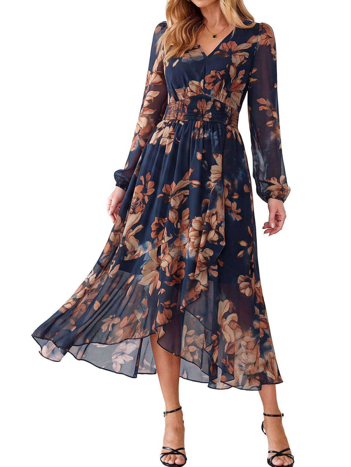 Simplee Women's Floral Boho Long Sleeve Maxi Fall Wedding Guest Dress 2026