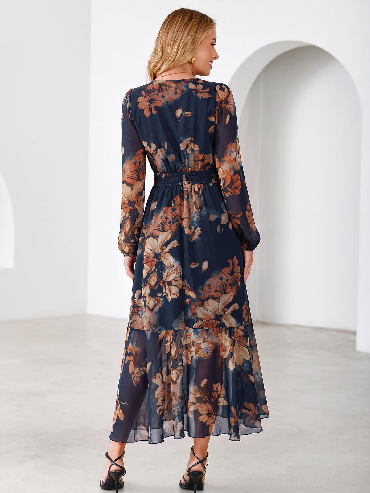 Simplee Women's Floral Boho Long Sleeve Maxi Fall Wedding Guest Dress 2026