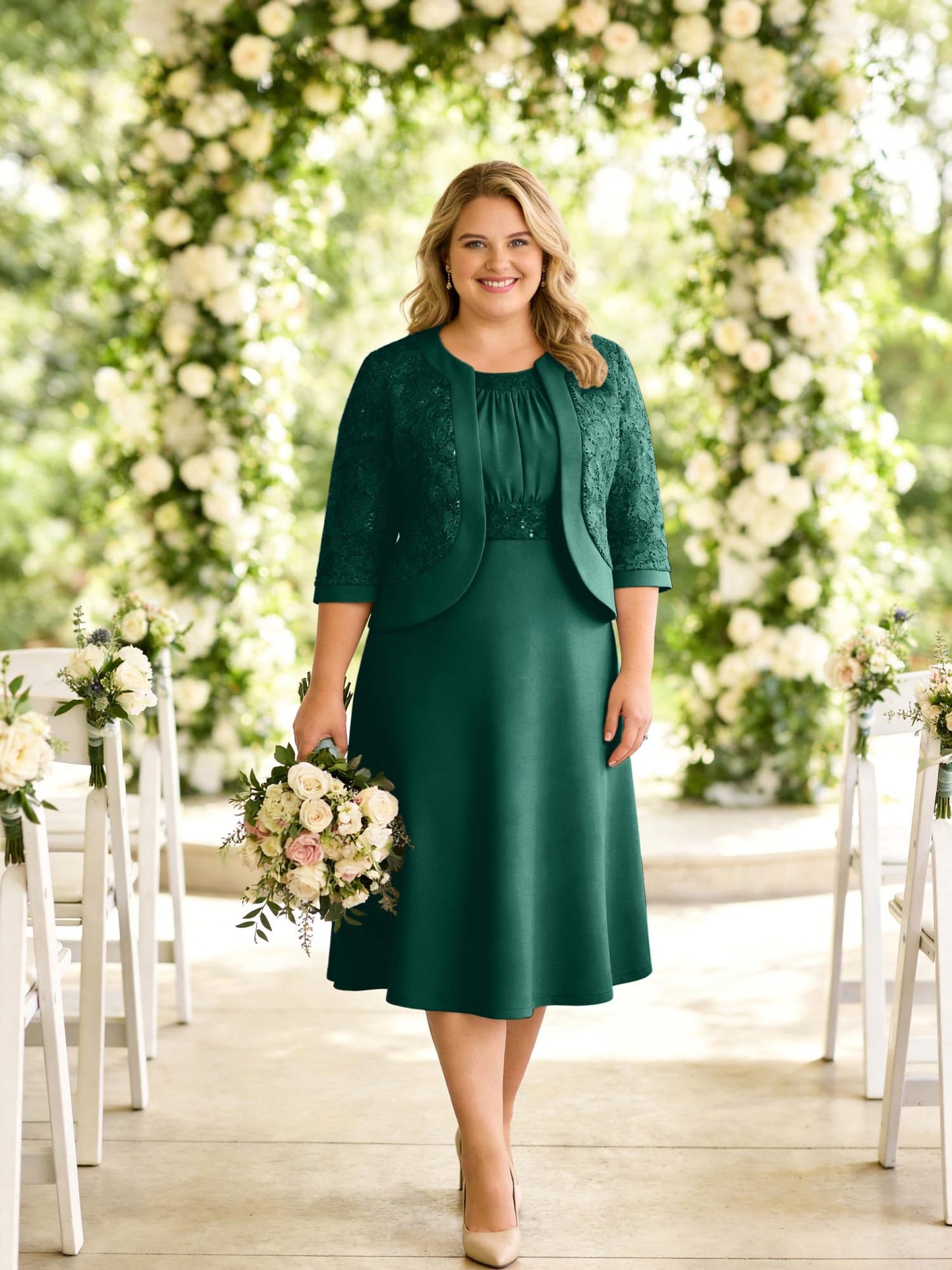 GRACE KARIN Women's Formal Wedding Guest Dress,2 Piece Mother of The Bride Dresses,Tea Party Sequin Dress with Jacket