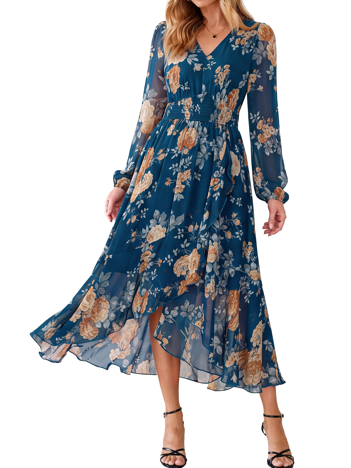 Simplee Women's Floral Boho Long Sleeve Maxi Fall Wedding Guest Dress 2026