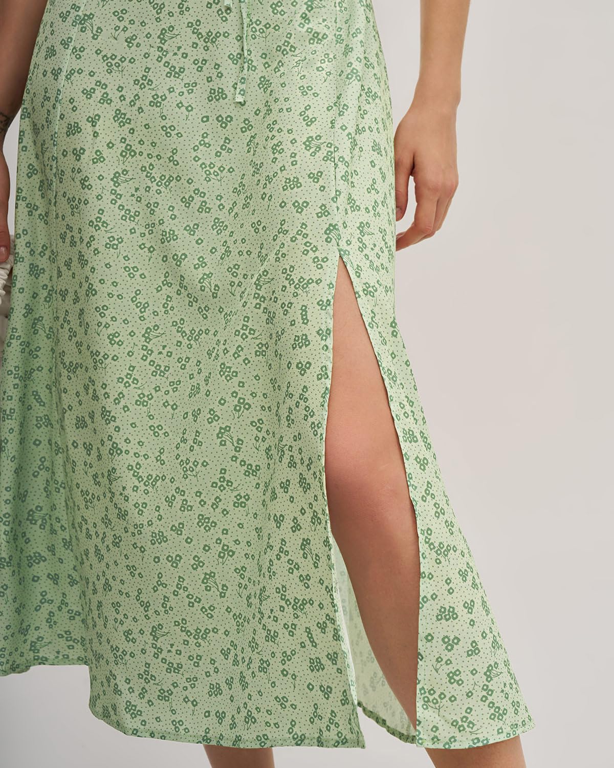 Women Summer Dresses Vintage Square Neck Adjustable Bust Floral Dress Short Puff A-Line Midi Dresses Sleeve